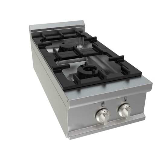 FOURNEAU GAZ 2 BRULEURS INOX 304 A POSER 5.5+7.4 KW
