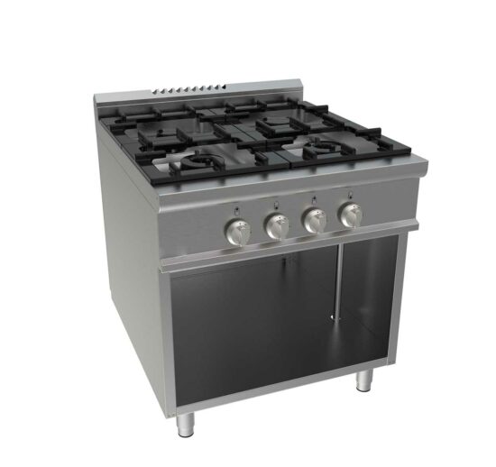 FOURNEAU GAZ 4 BRULEURS SUR MEUBLE PLACARD OUVERT 3.5KW+ 5.5KW + 2 X 7.4KW