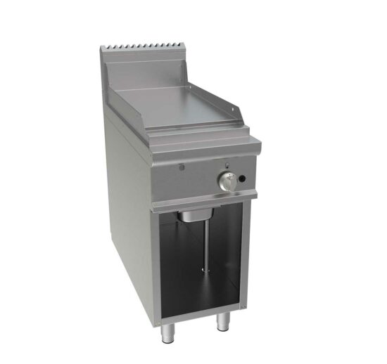 FRY-TOP GAZ LISSE SUR PLACARD OUVERT ZONE DE CUISSON 400X730 MM