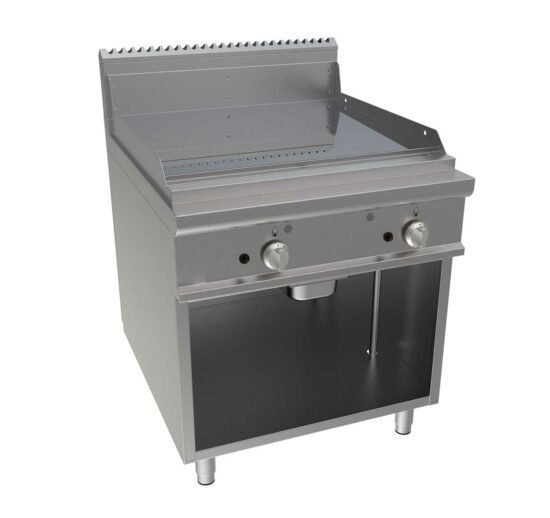 FRY-TOP GAZ LISSE SUR PLACARD OUVERT ZONE DE CUISSON 800X730 MM
