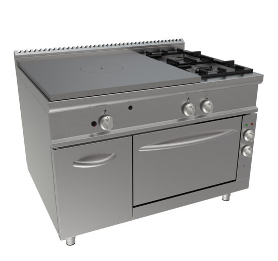 PLAQUE COUP DE FEU 12KW+2 FEUX GAZ 1X5,5+1×7,4KW SUR FOUR ELECTRIQUE GN2/1 5.48 KW