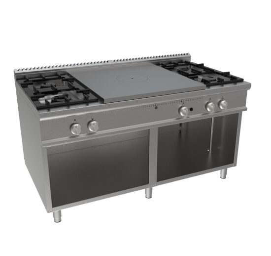PLAQUE COUP DE FEU 12KW + FEUX GAZ: 2X5.5+2X7.4KW SUR PIETEMENT OUVERT