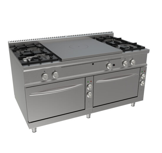 PLAQUE COUP DE FEU 12KW+4 FEUX GAZ 2X5,5+2×7,4KW SUR FOUR ELECTRIQUE 2XGN2/1 10.96 KW