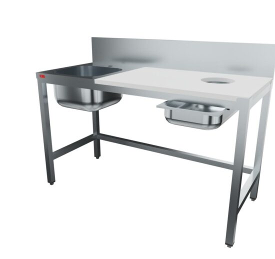 COMBINE DE PREPARATION POISSON MIXTE, INOX 304, DESSUS INOX L-500 MM A GAUCHE AVEC 1 BAC