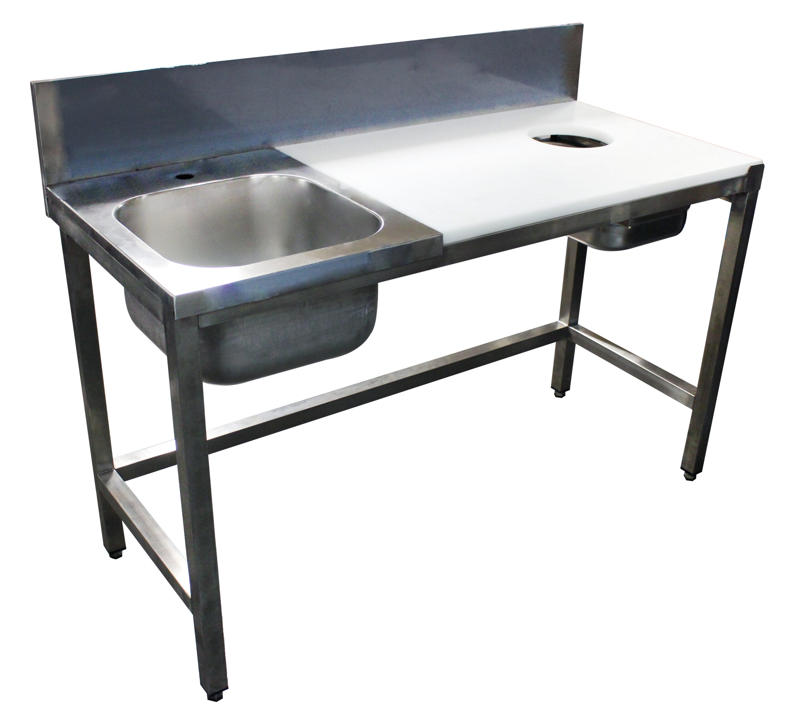 COMBINE DE PREPARATION POISSON MIXTE, INOX 304, DESSUS INOX L-500 MM A GAUCHE AVEC 1 BAC