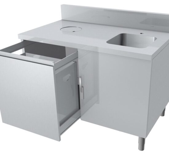 MEUBLE COMBINE LM / POUBELLE + DOSSERET 150X50MM 1 PORTE BATTANTE + 1 TIROIR COULISSANT