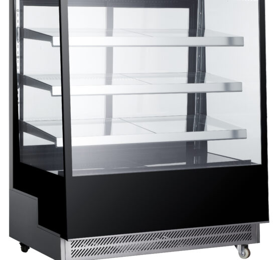 VITRINE DE PRESENTATION A PATISSERIE +2/+8°C, CAP. 650L, 3 ETAGERES EN VERRE REGLABLES