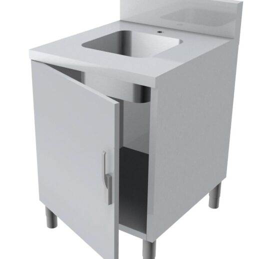 MEUBLE LAVE-MAINS + DOSSERET 150X50MM 1 PORTE BATTANTE AVEC FERMETURE AVEC LOQUETEAU
