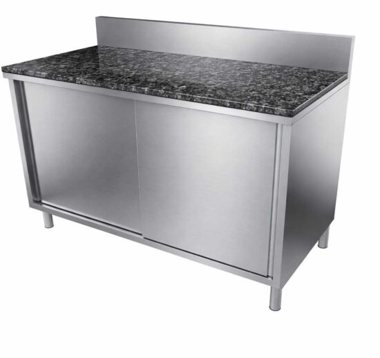MEUBLE NEUTRE ADOSSE 150X50 MM, 2P. COULISSANTES DESSUS INOX EP.20 + GRANIT EP.20 MM