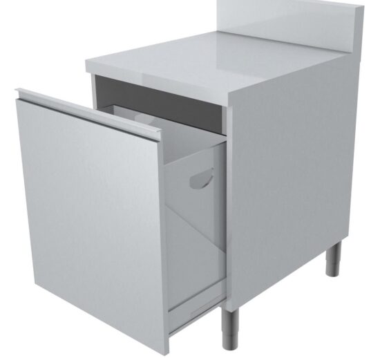 MEUBLE POUBELLE DESSUS INOX + DOSSERET 150X50MM POUBELLE INOX SUR TIROIR COULISSANT