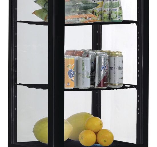 VITRINE REFRIGEREE NOIRE 235 LITRES 0/+12°C AVEC ECLAIRAGE, 3 GRILLES REGLABLES