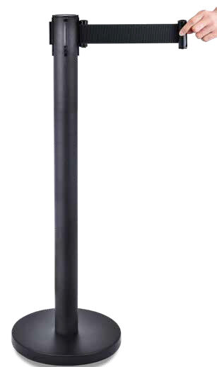 POTEAU NOIR A ENROULAGE DE SANGLE AUTOMATIQUE 2.2M (SANGLE NOIRE)