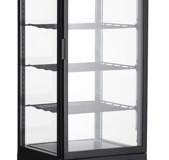 VITRINE REFRIGEREE NOIRE 98 L, 0°C/+12°C VENTILEE 4 GRILLES, AVEC ECLAIRAGE LED SUPERIEUR