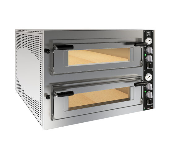 FOUR A PIZZAS ELECTRIQUE 6+6 PIZZA S, D350 MM COMMANDES ANALOGIQUES, 2 CHAMBRES 700X1050X150 MM