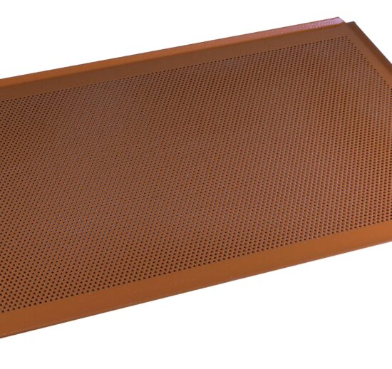 PLAQUE ALUMINIUM PERFOREE SILICONEE 400X800 MM 4 BORDS PINCES A 45°, EP-15/10E