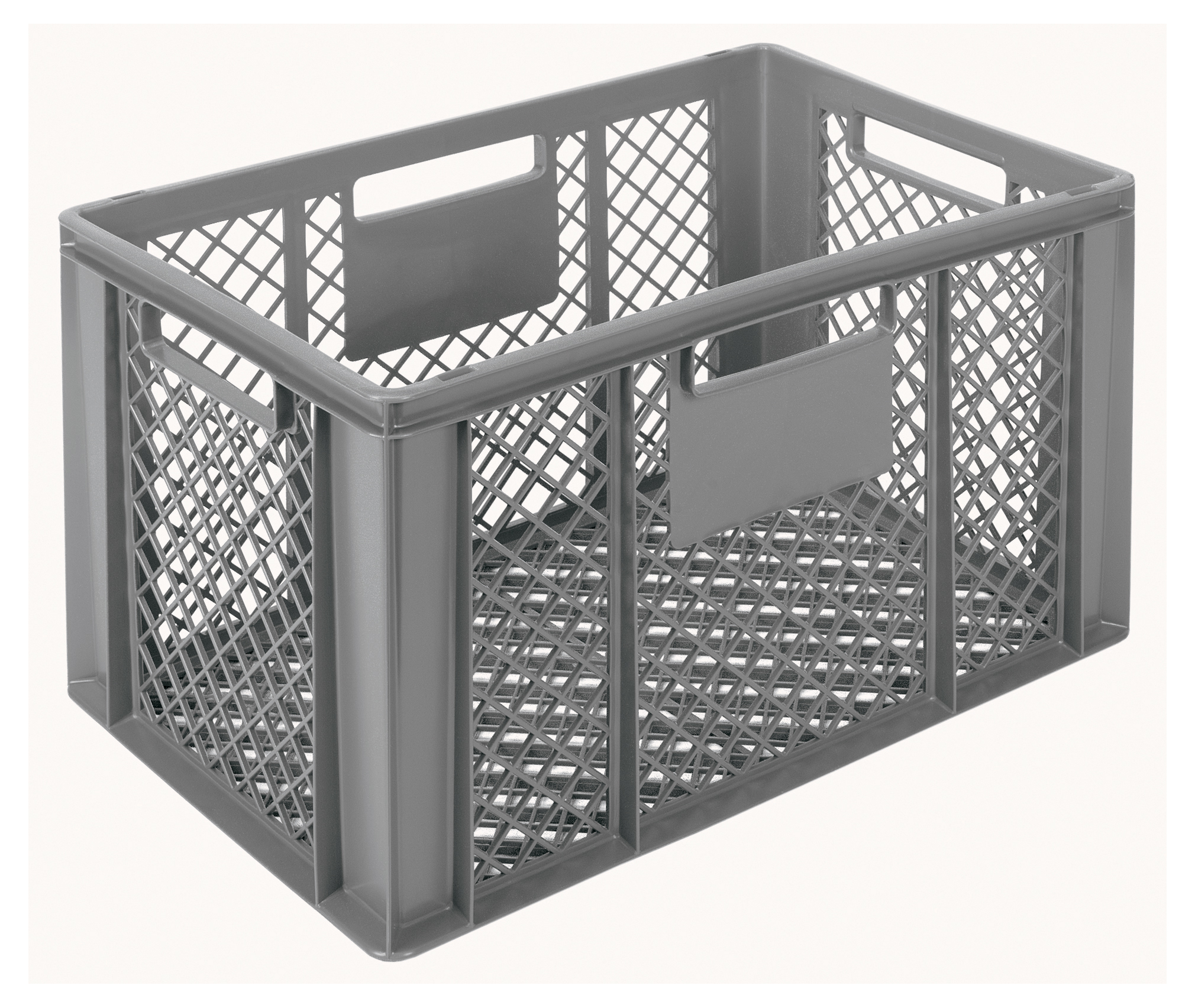 BAC EURONORM 600X400 H350 MM GERBABLE ET EMPILABLE FOND ET PAROIS AJOURES, COULEUR GRISE