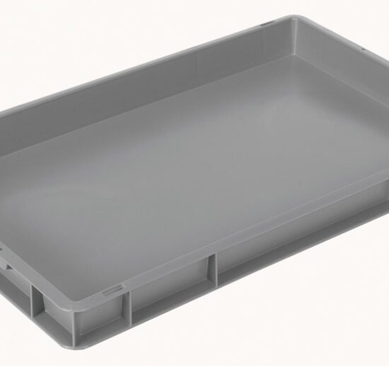BAC EURONORM 600X400 H50 MM GERBABLE ET EMPILABLE FOND ET PAROIS PLEINS, COULEUR GRISE