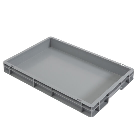 BAC EURONORM 600X400 H73 MM GERBABLE ET EMPILABLE FOND ET PAROIS PLEINS, COULEUR GRISE