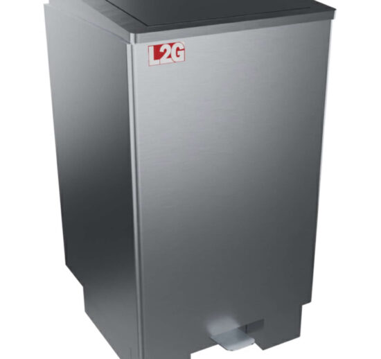 POUBELLE INOX OUVERTURE FRONTALE, 1 PORTE BATTANTE COUVERCLE OUVERTURE A PEDALE AVEC FERMETURE