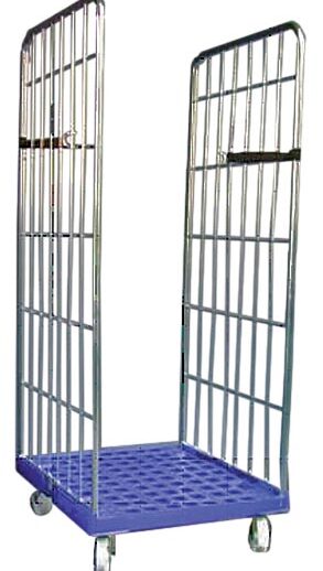 ROLLCONTAINER AVEC BASE PLASTIQUE, SUR ROULETTES DONT 2 PIVOTANTES, 2 RIDELLES ZINGUEES DEMONTABLES