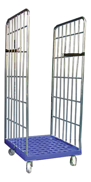 ROLLCONTAINER AVEC BASE PLASTIQUE, SUR ROULETTES DONT 2 PIVOTANTES, 2 RIDELLES ZINGUEES DEMONTABLES