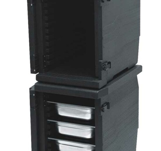 BOITE ISOTHERME EN POLYPROPYLENE EXPANSE, AVEC COUVERCLE, FORMAT GN1/1 H-630