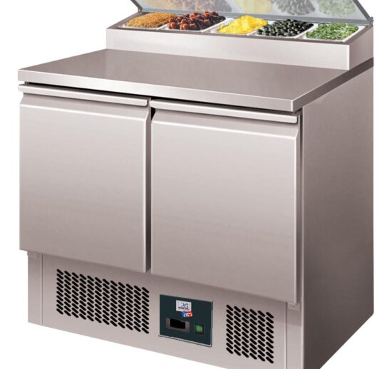 TABLE REFRIGEREE SANDWICHES INOX, +2/+8°C GAZ R600A, 2 PORTES GN1/1, CAP.5GN1/6 NON INCLUS
