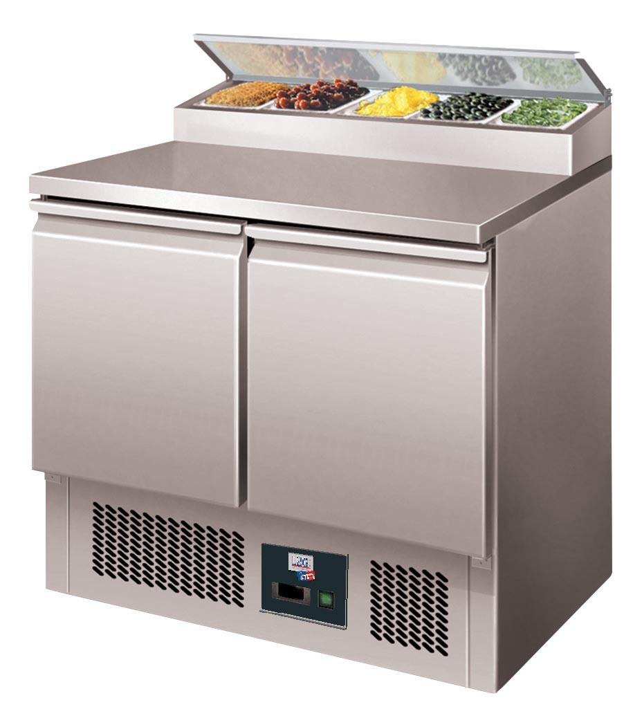 TABLE REFRIGEREE SANDWICHES INOX, +2/+8°C GAZ R600A, 2 PORTES GN1/1, CAP.5GN1/6 NON INCLUS