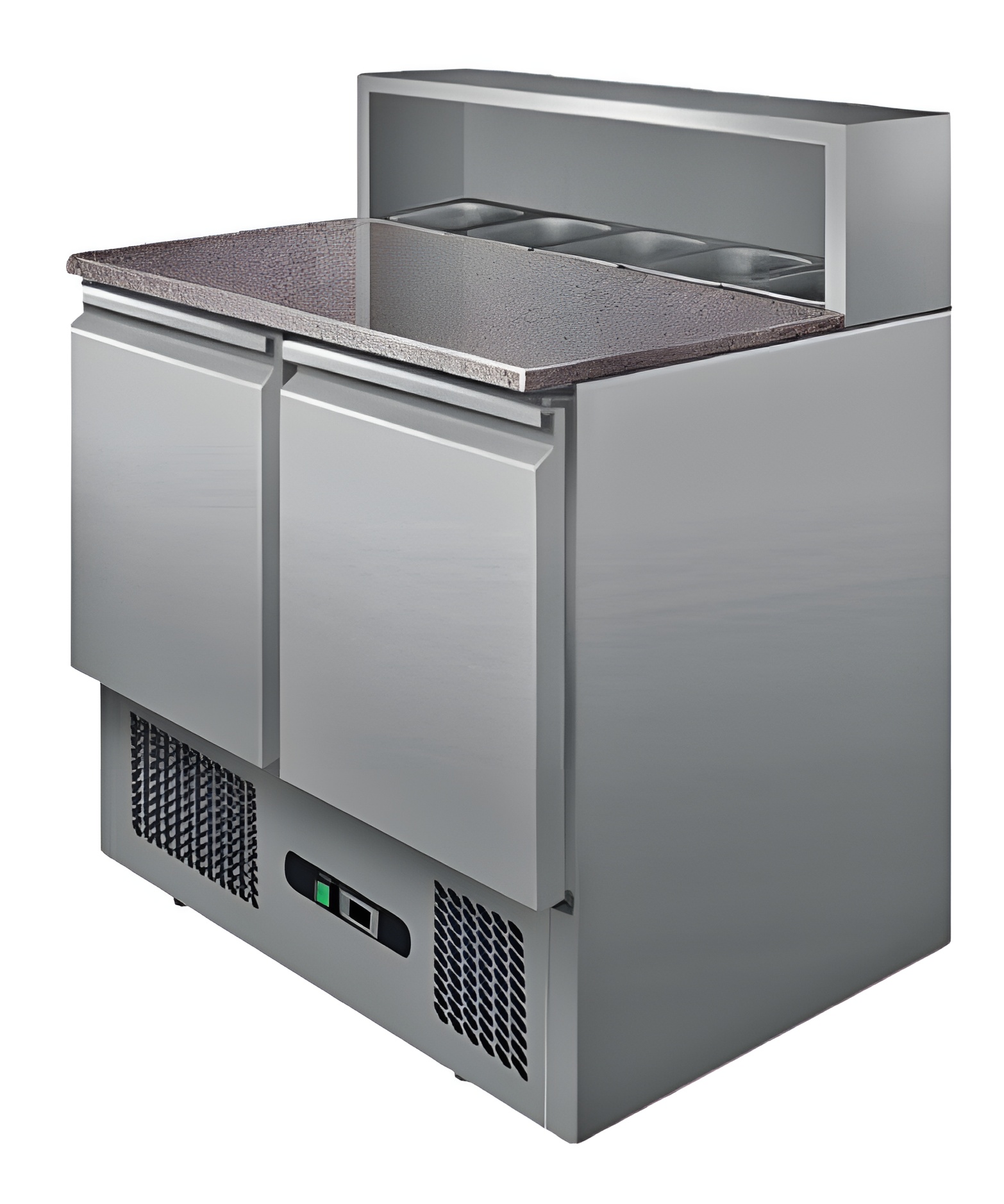 TABLE A PIZZA DESSUS GRANIT, +2/+8°C, GAZ R600A 2 PORTES GN1/1, CAP.5GN1/6 NON COMPRIS