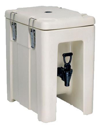 CONTENEUR ISOTHERME 5L POUR LIQUIDES, COULEUR GRIS-BLEU, AVEC ROBINET DE VIDANGE 4 CROCHETS INOX