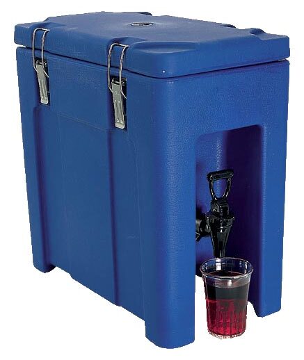 CONTENEUR ISOTHERME 10L POUR LIQUIDES, COULEUR BLEUE, AVEC ROBINET DE VIDANGE 4 CROCHETS INOX