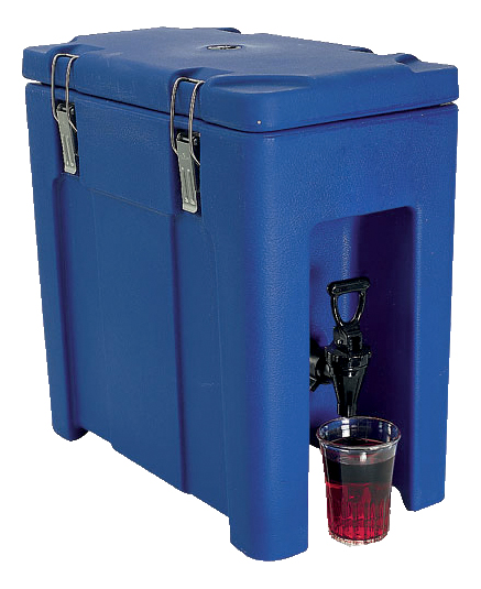 CONTENEUR ISOTHERME 10L POUR LIQUIDES, COULEUR BLEUE, AVEC ROBINET DE VIDANGE 4 CROCHETS INOX