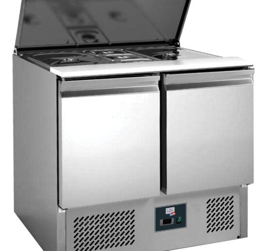 SALADETTE INOX COUVERCLE TELESCOPIQUE +2/+8°C GAZ R600A, 2 PORTES GN1/1, CAPACITE 2GN1/1+2GN1/4
