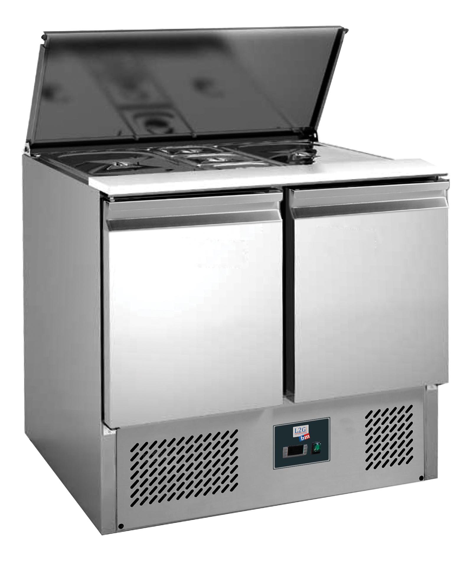 SALADETTE INOX COUVERCLE TELESCOPIQUE +2/+8°C GAZ R600A, 2 PORTES GN1/1, CAPACITE 2GN1/1+2GN1/4