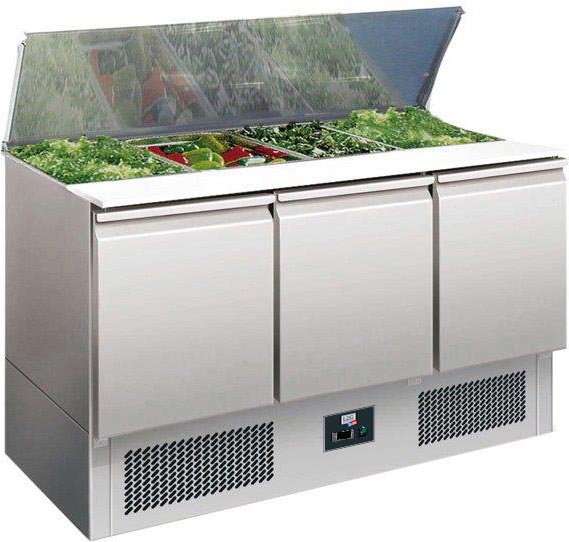SALADETTE REFRIGEREE INOX COUVERCLE TELESCOPIQUE +2/+8°C, GAZ R290, 3 P. GN1/1, CAPACITE 4GN1/1