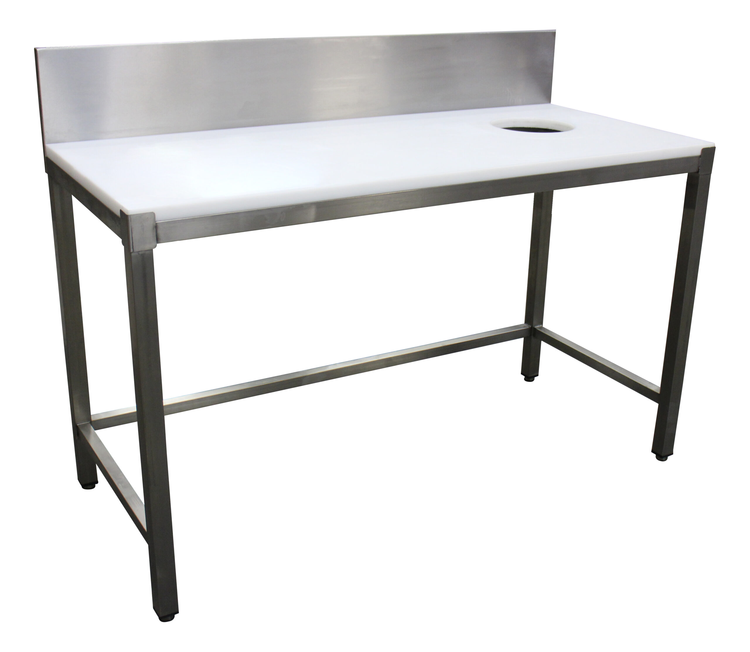 TABLE PREPARATION POISSON, SANS BAC, DESSUS POLY BLANC EP.25 MM, DOSSERET H-200 MM