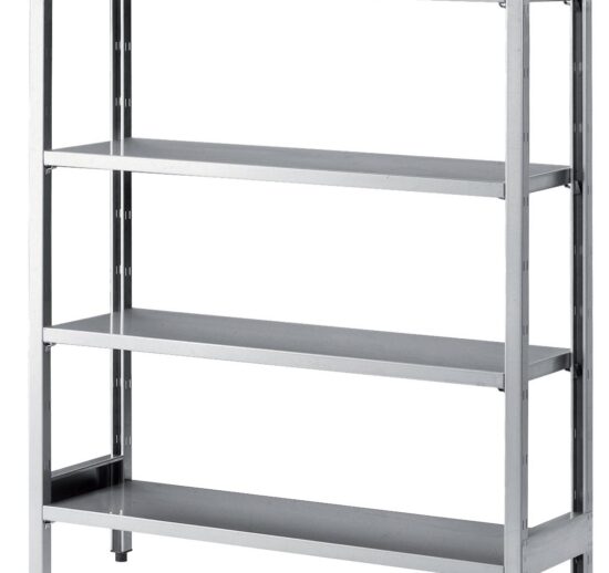 CASIER A BATTERIE INOX 304 SUR VERINS 4 ETAGERES PLEINES