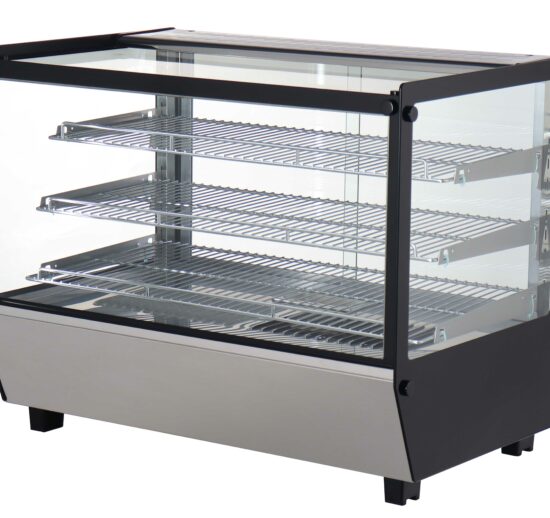 VITRINE DE PRESENTATION CHAUFFANTE 160 LITRES +30°C/+90°C, 3 ETAGERES, ECLAIRAGE LED SUPERIEUR