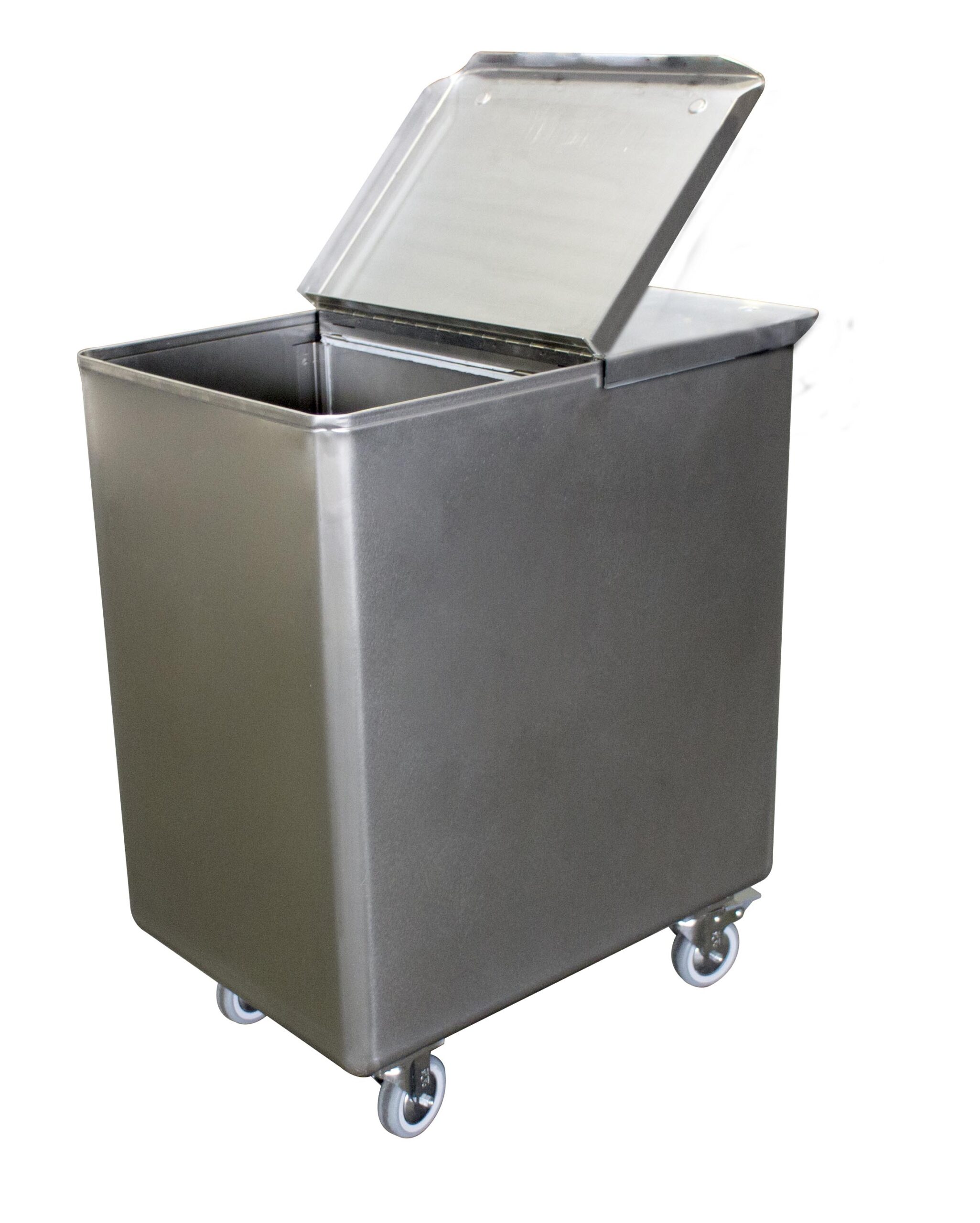BAC SEL/FARINE INOX 304, 130L, AVEC COUVERCLE ET SEPARATION INOX AMOVIBLE, 4 ROUL. D.100 MM