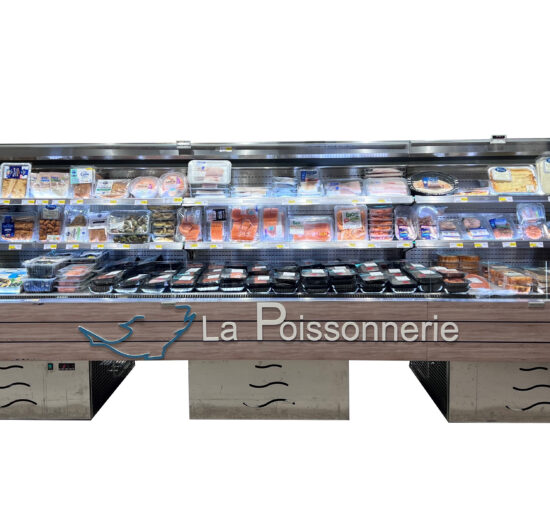 VITRINE LS BASE+2 GROUPE LOGE, AVEC SOUBASSEMENT 2 ET. EN VERRE, ECL. LED, CARROSSERIE INOX AISI304