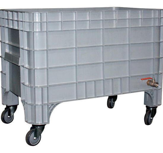 BAC A GLACE ROULANT POLYETHYLENE 270 LITRES AVEC VIDANGE, COULEUR GRIS