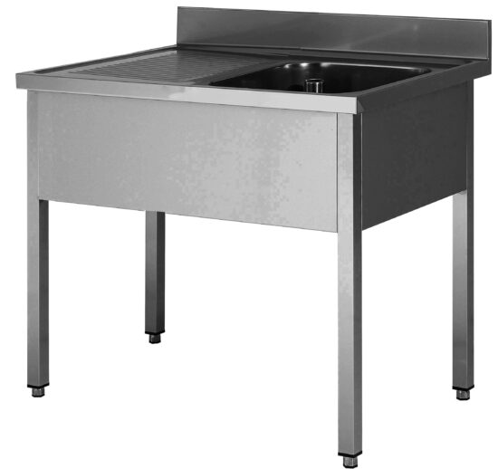 PLONGE INOX SOUDEE, 1 BAC 600X500X300 MM EGOUTTOIR A GAUCHE