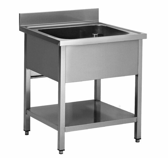 COMBINE PLONGE/LAVE-MAINS AVEC SEPARATION VERRE, DESSUS INOX 304, DOSSERET ARRIERE 100X20 MM,