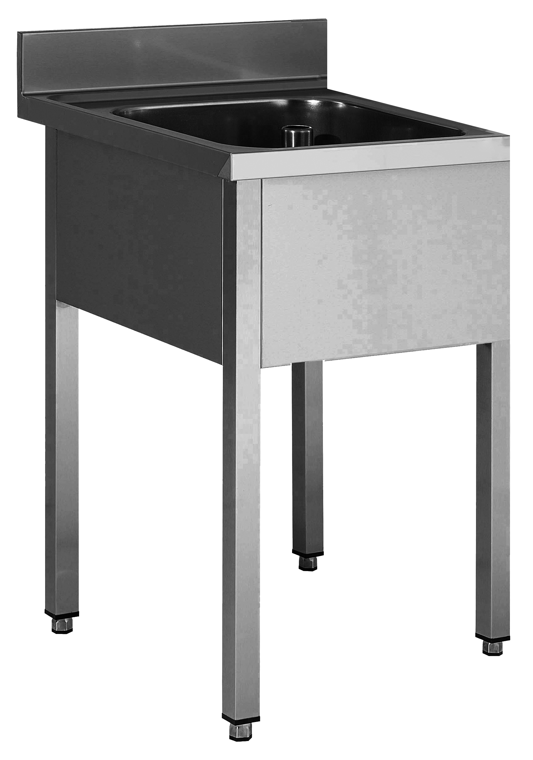 PLONGE INOX SOUDEE, 1 BAC 500X400X250MM SANS EGOUTTOIR