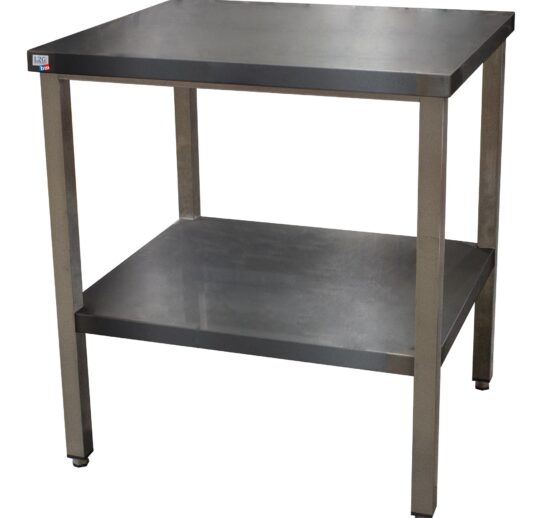 TABLE CENTRALE INOX 780X660 H-850MM AVEC ETAGERE A 270MM DU SOL POUR ENCASTREMENT BFC2/3