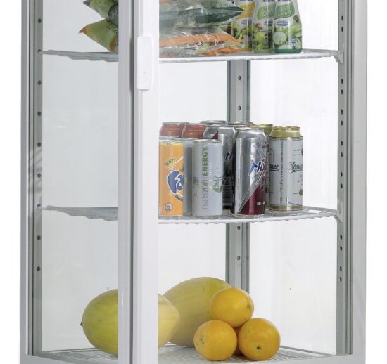VITRINE REFRIGEREE BLANCHE 235 LITRES 0/+12°C AVEC ECLAIRAGE, 3 GRILLES REGLABLES