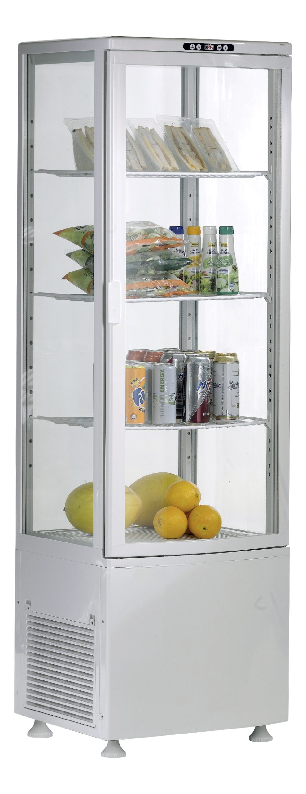 VITRINE REFRIGEREE BLANCHE 235 LITRES 0/+12°C AVEC ECLAIRAGE, 3 GRILLES REGLABLES