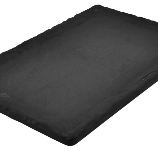 PLATEAU RECTANGULAIRE EN MELAMINE IMITATION ARDOISE SANS RIGOLES