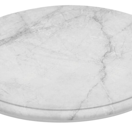 PLATEAU ROND EN MELAMINE IMITATION MARBRE DE CARRARE BLANC