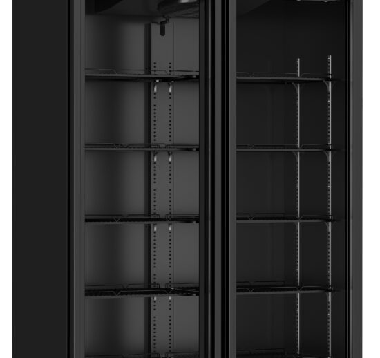 VITRINE REFRIGEREE, 1/10°C A 32°C 65% HR, GROUPE LOGE SUR LE DESSUS, 2 PORTES VITREES, CARROSSERIE